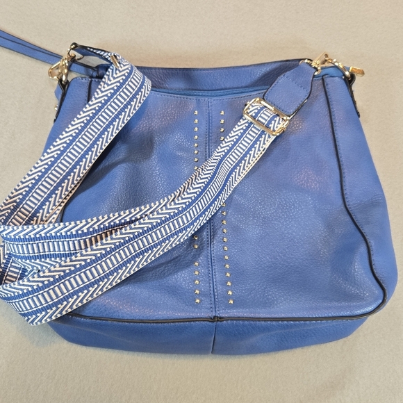 Montana West Select Blue Shoulder Bag Crossbody Strap Large Vegan Leather - Picture 10 of 10